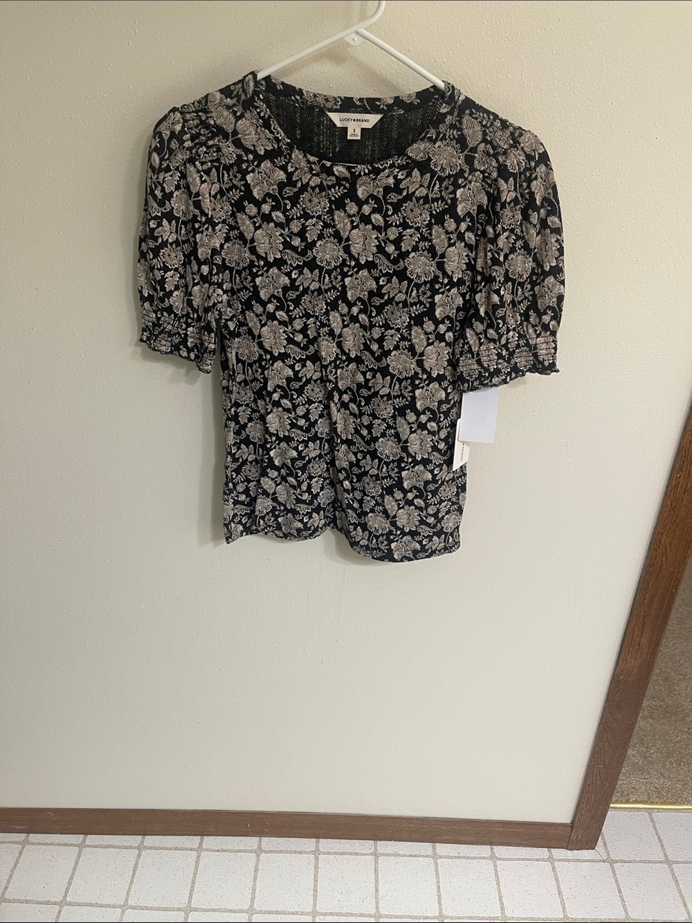 Black Floral Puff Sleeve top.